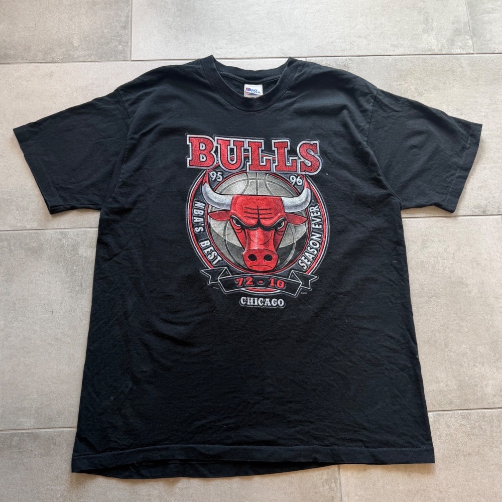 Vintage 90's Pro Player Chicago Bulls 72-10 1995-96 NBA Best Season Ever Tee XL